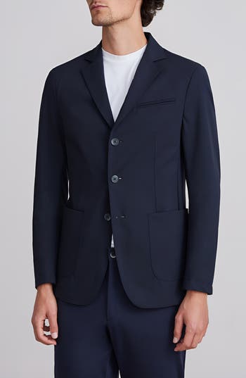 Emanuel Berg Technical Solid Navy 3-button Sport Coat In Blue
