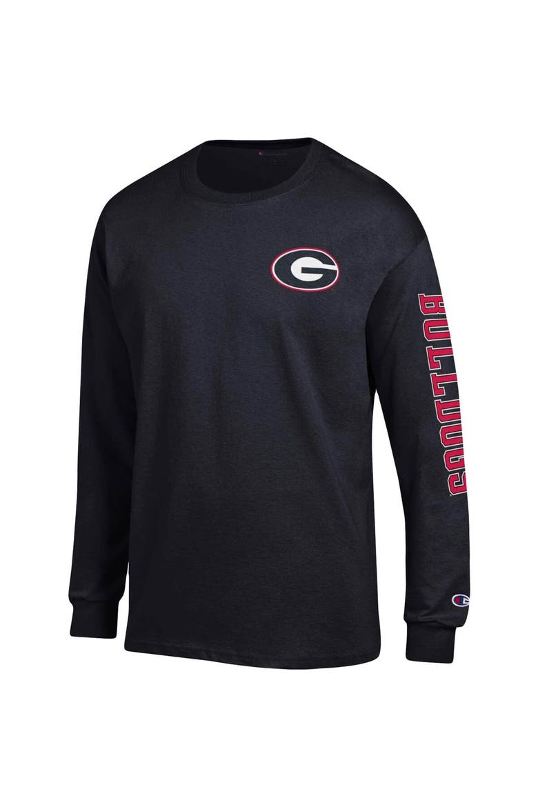 Men's Champion Black Georgia Bulldogs Team Stack Long Sleeve T-Shirt, Alternate, color, Black