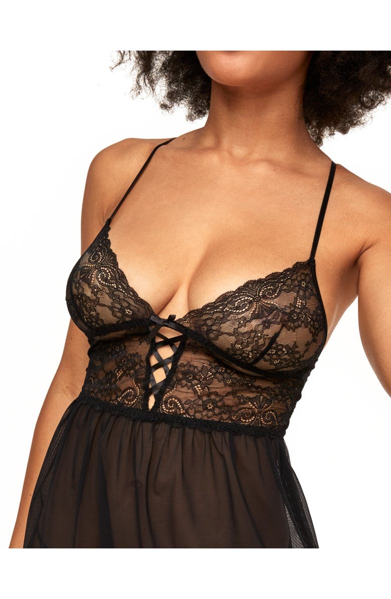 Adore Me Yolandi Babydoll Lingerie, Alternate, color, Black