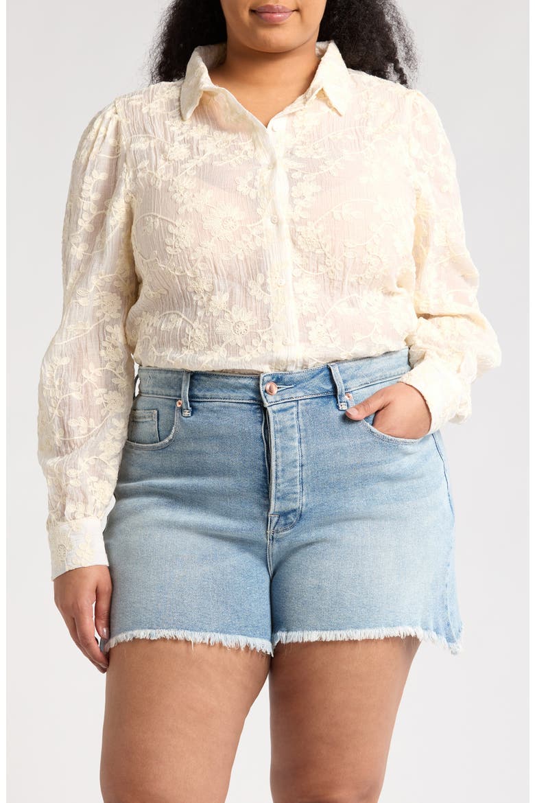 Embroidered Button Down Top, Main, color, NATURAL