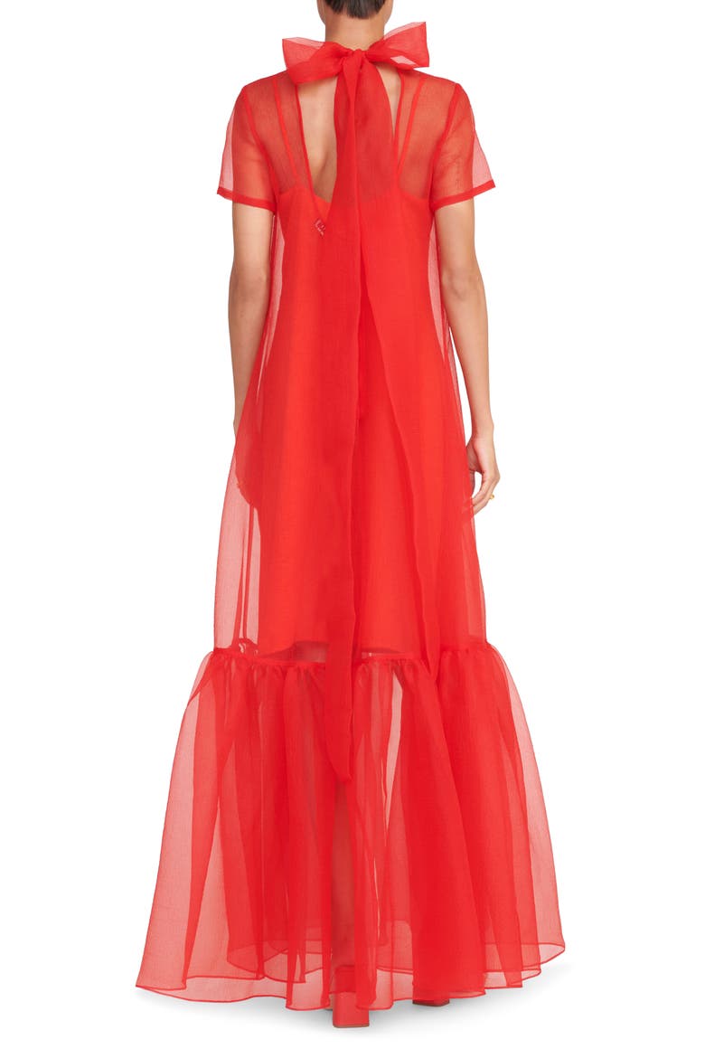 Calluna Ruffle Hem Organza Gown, Alternate, color, RED ROSE