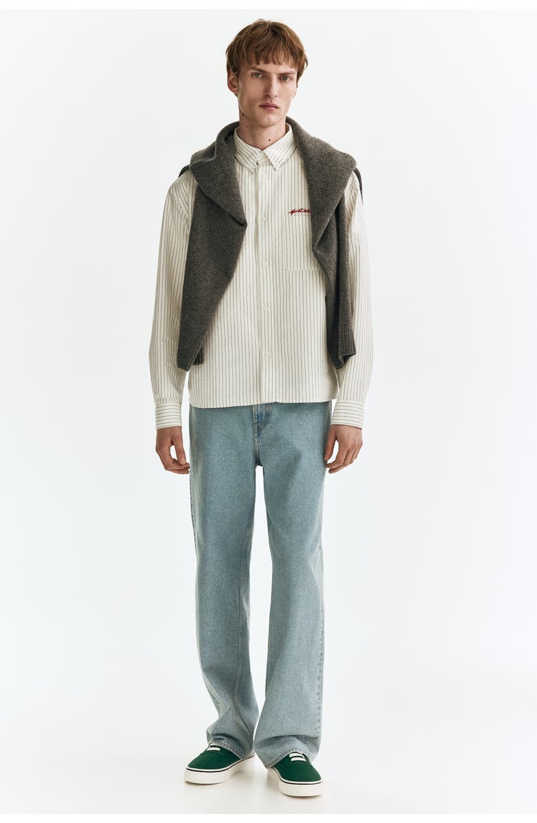H&M Loose-fit oxford shirt, Alternate, color, White/Striped