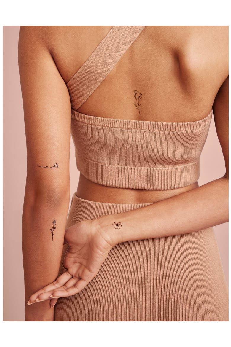 Blooming Temporary Tattoos, Alternate, color, BLACK