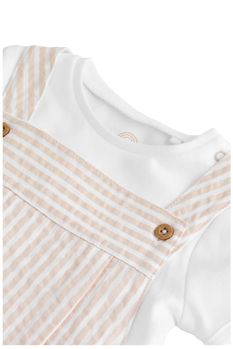 Seersucker Cotton Overalls & T-Shirt Set, Alternate, color, NEUTRAL