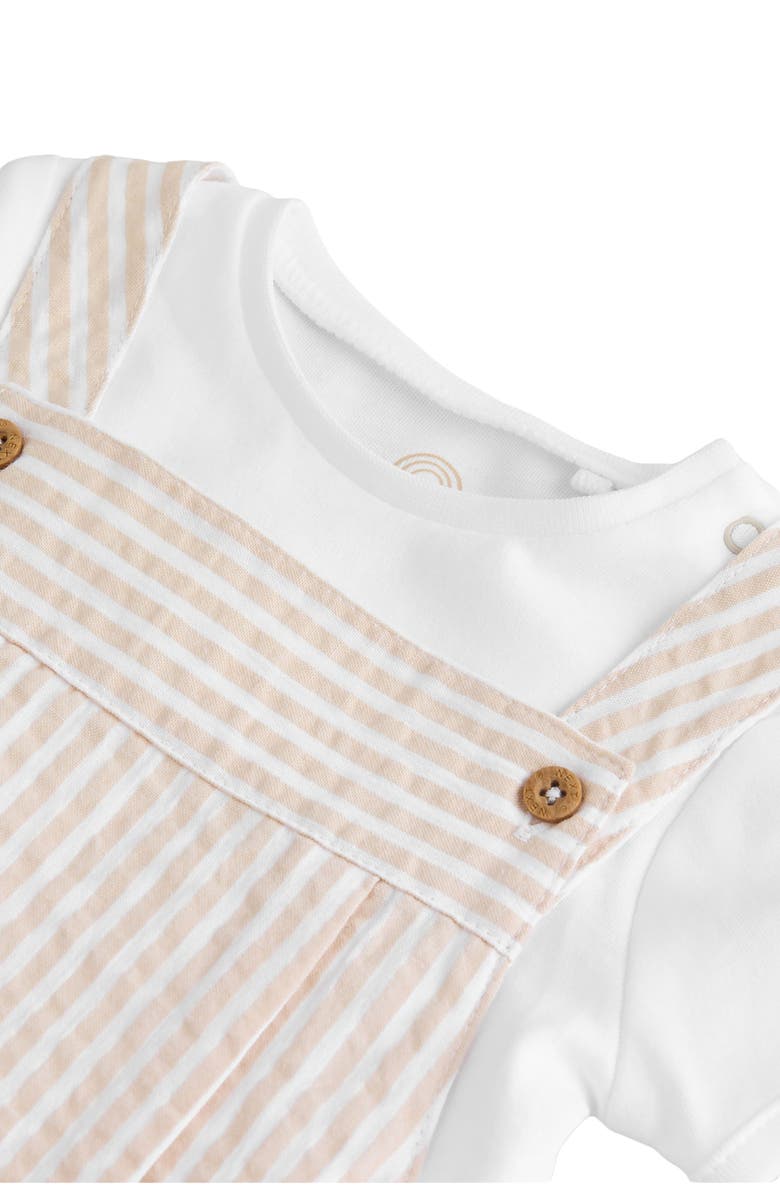 NEXT Seersucker Cotton Overalls & T-Shirt Set, Alternate, color, Neutral