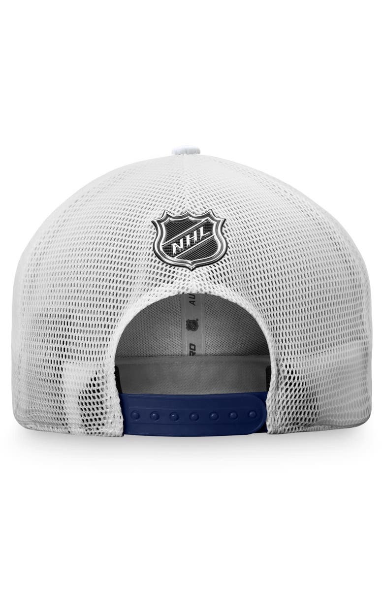 FANATICS Men's Fanatics Branded White/Navy Washington Capitals 2021 NHL Draft Authentic Pro On Stage Trucker Snapback Hat, Alternate, color, 