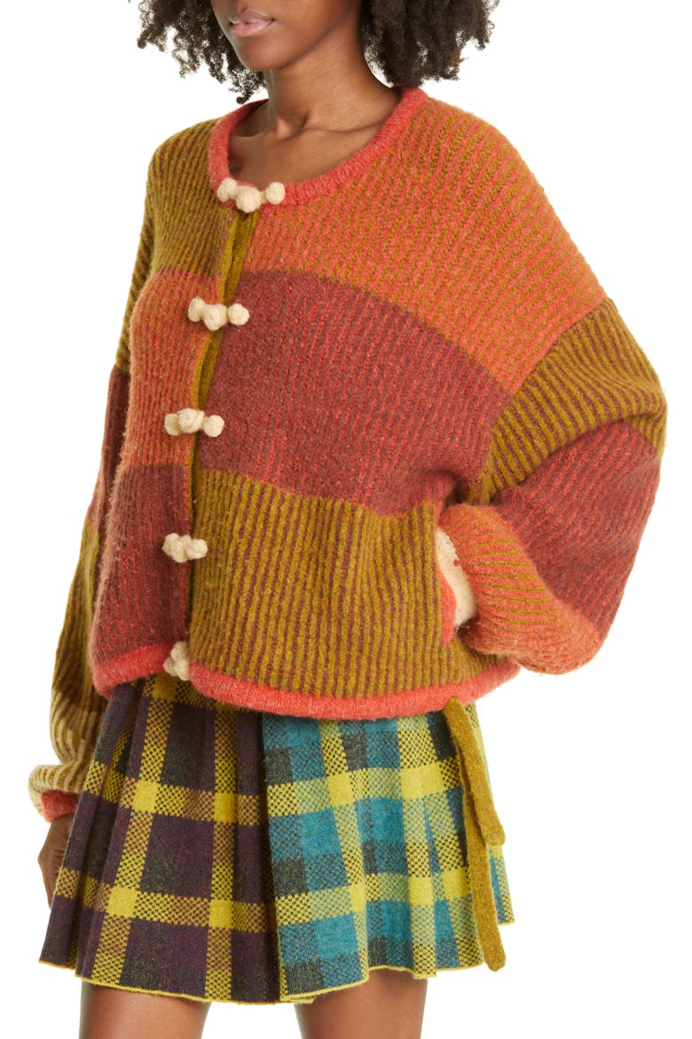 Charlie Wah Colorblock Wool Blend Cardigan, Alternate, color, SPICE