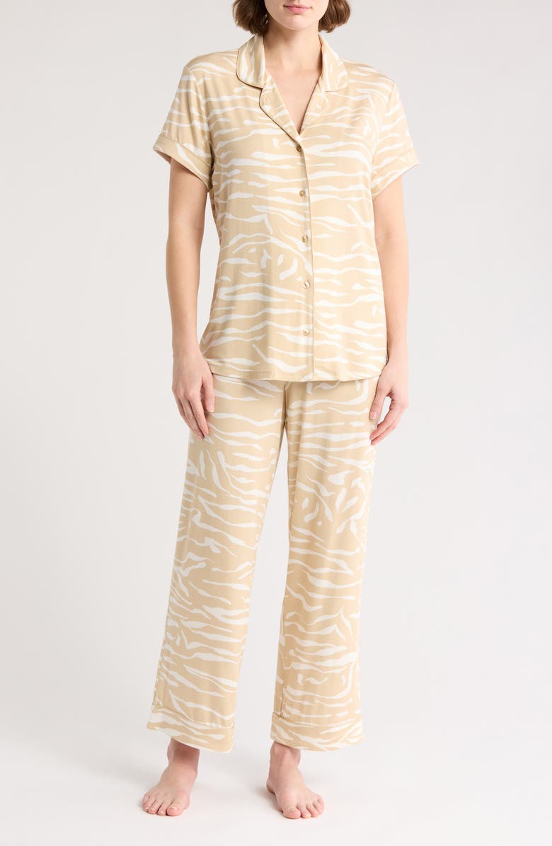 Nordstrom Moonlight Eco Crop Pajamas, Main, color, Tan Shore Fluid Zebra