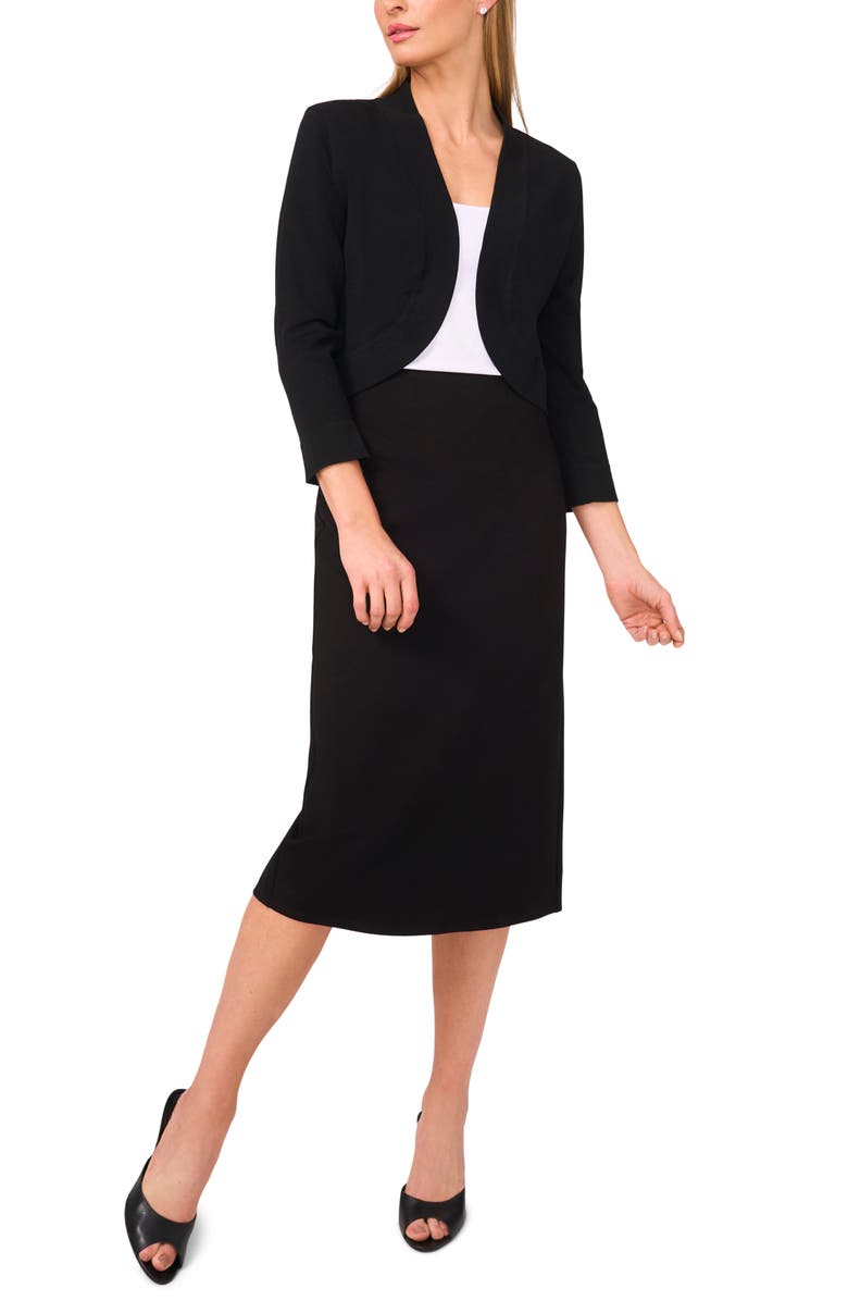 Halogen<sup>®</sup> Three Quarter Sleeve Shrug, Alternate, color, Rich Black