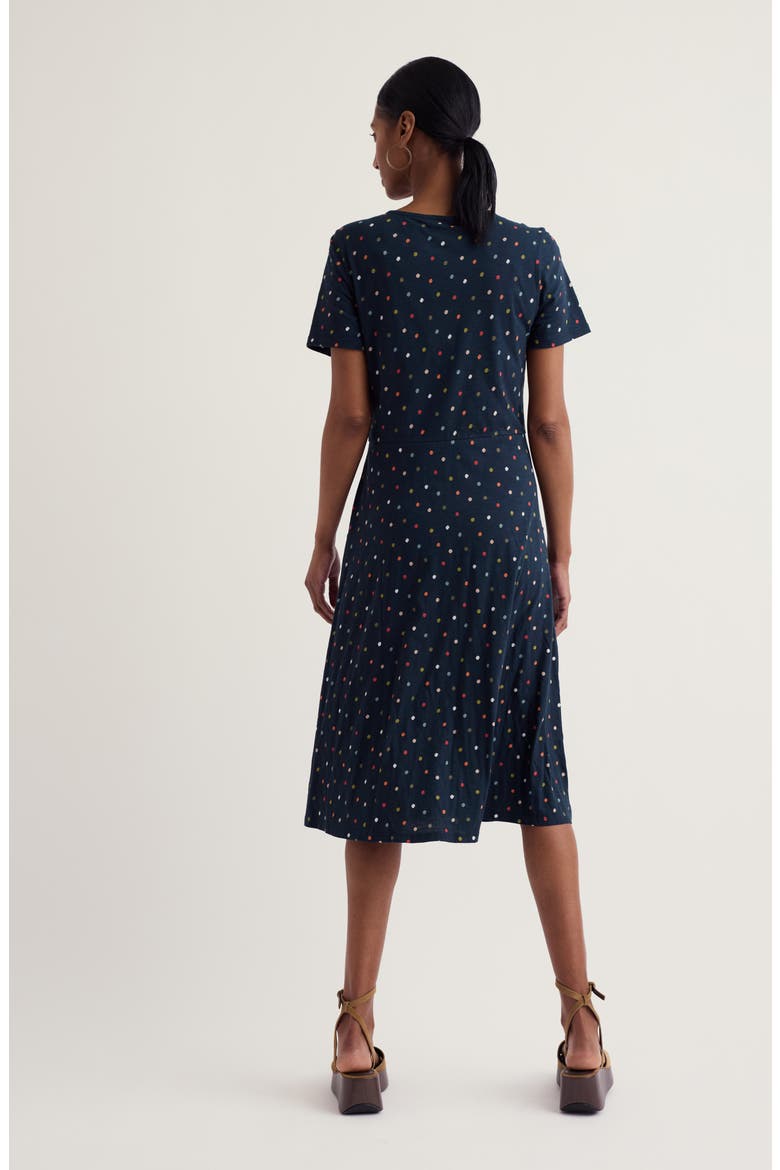 Enor Dot Print Organic Cotton Fit & Flare Midi Dress, Alternate, color, LITTLE SPONGE SPOT MIX
