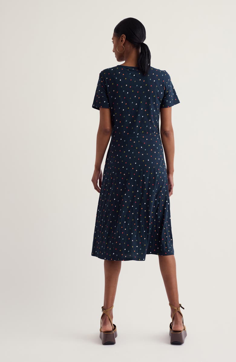 Seasalt Cornwall Enor Dot Print Organic Cotton Fit & Flare Midi Dress, Alternate, color, Little Sponge Spot Mix
