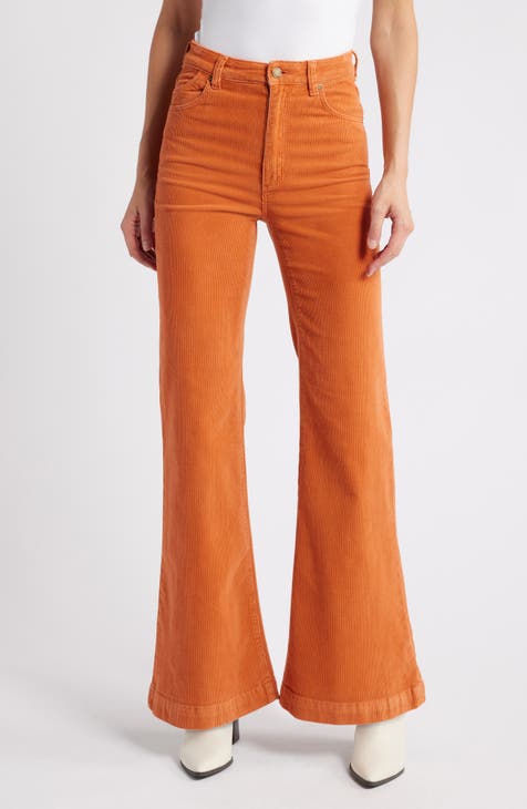 Womens orange fashion corduroy pants