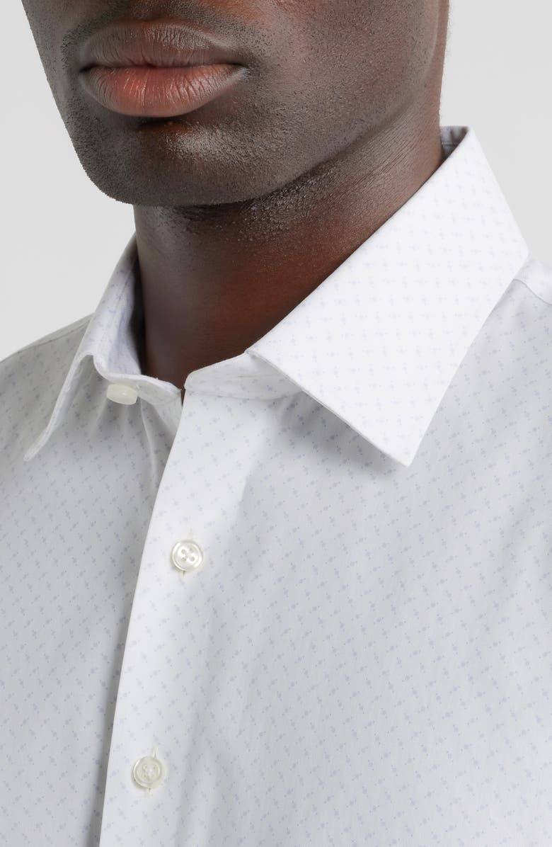 Nordstrom Lima Trim Fit Neat Premium Performance Silk Twill Dress Shirt, Alternate, color, Purple Lima Geo