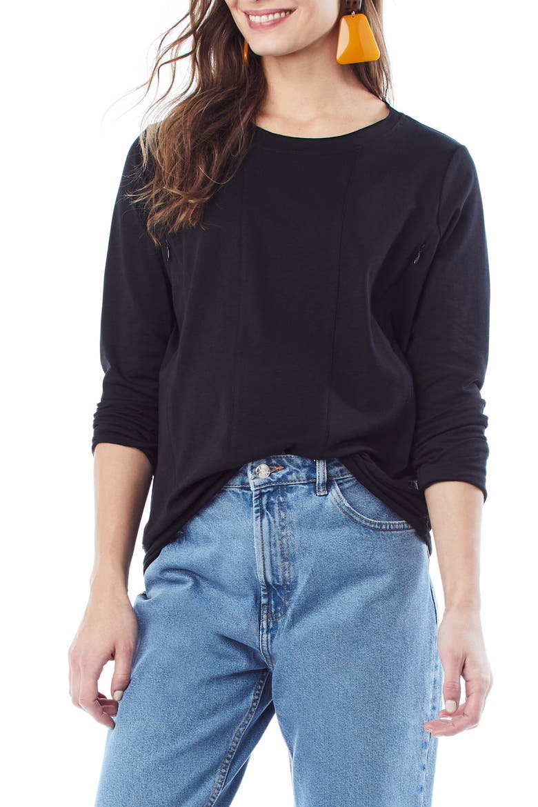 Christy Long Sleeve Maternity/Nursing Top, Main, color, BLACK