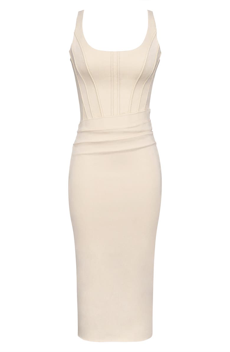 HOUSE OF CB Samya Corset Midi Dress, Alternate, color, Almond
