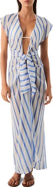 ViX Paula Hermanny Sasha Tie Front Cotton Cover-Up Dress