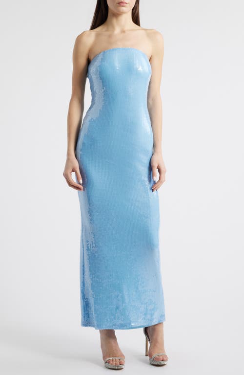 Rare London Sequin Bandeau Gown In Blue