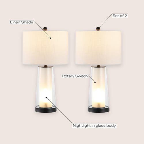 Jonathan Y Tryon 26" Modern Minimalist Glass/iron Nightlight Led Table Lamp In Oil Rubbed Bronze/clear