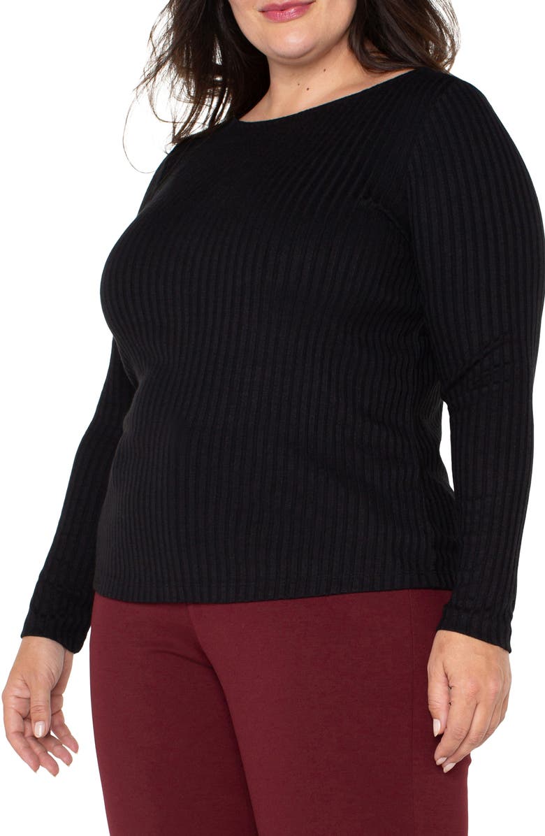 Liverpool Los Angeles Rib Boat Neck Top, Alternate, color, 