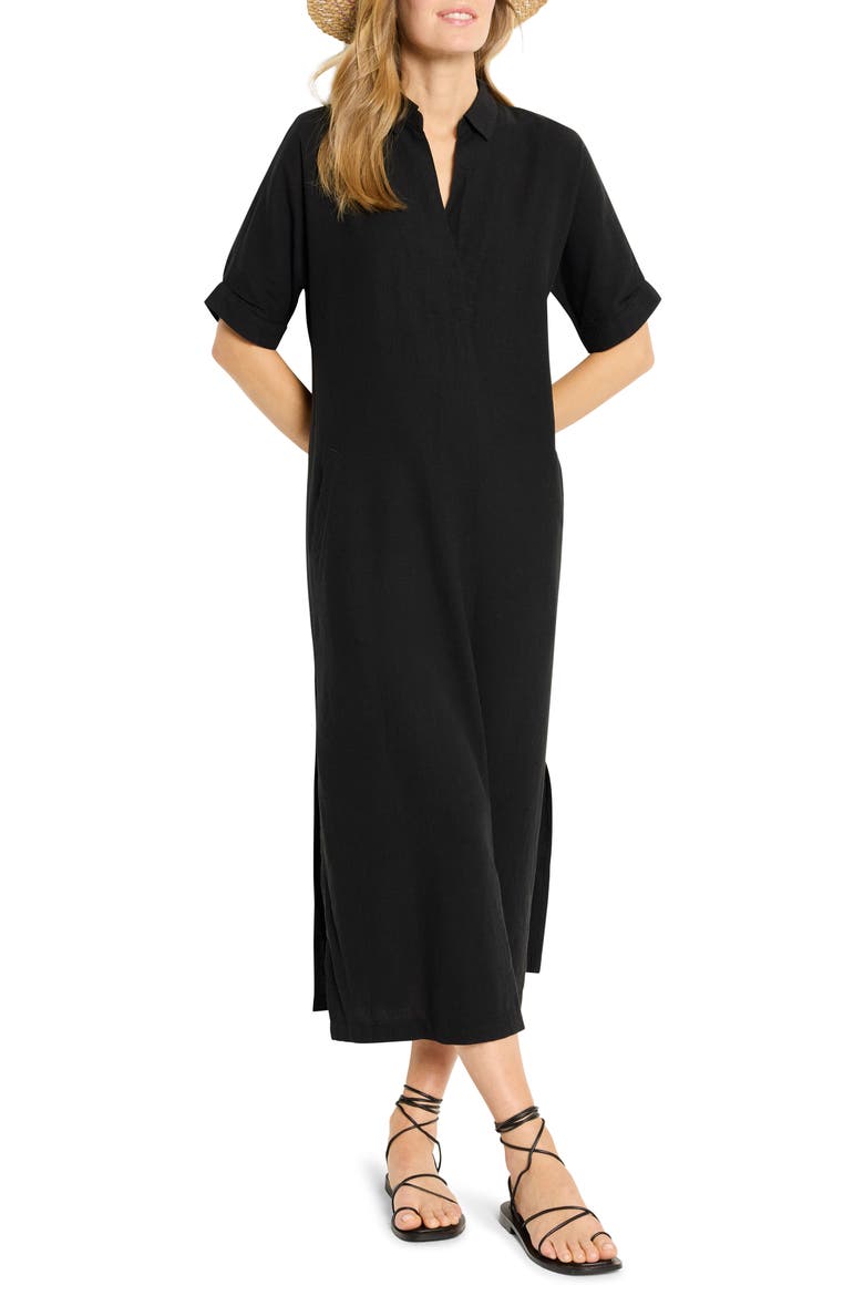 Rumba Linen Blend Maxi Dress, Main, color, BLACK ONYX