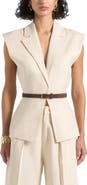 Manière De Voir Linda Linen Wide Shoulder Cinched Waistcoat