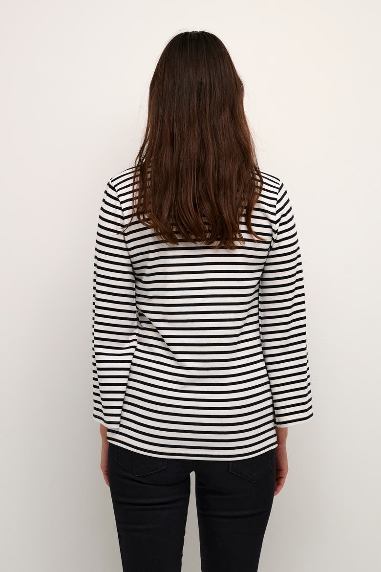 Liddy Jersey Blouse, Alternate, color, Chalk/black stripe