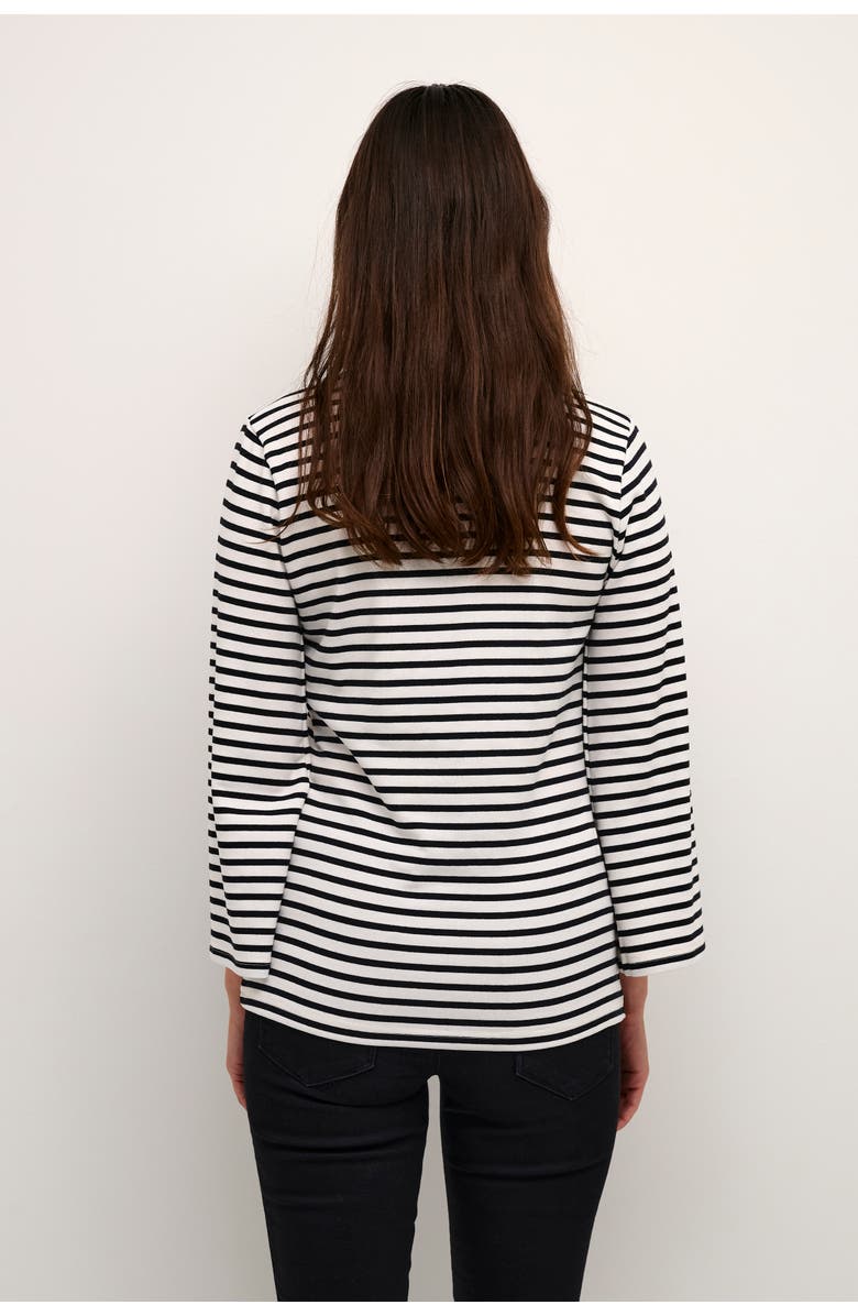 Kaffe Liddy Jersey Blouse, Alternate, color, Chalk/Black Stripe