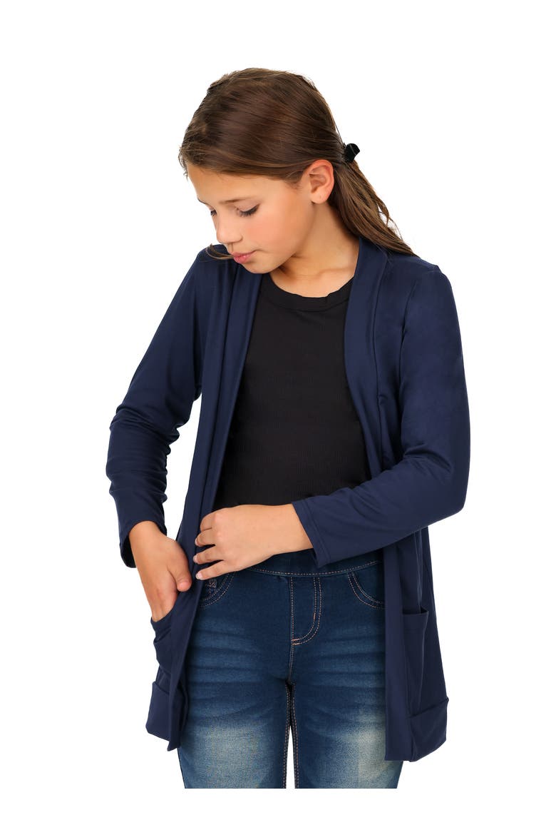Open Front Long Sleeve Pocket Cardigan, Alternate, color, Navy