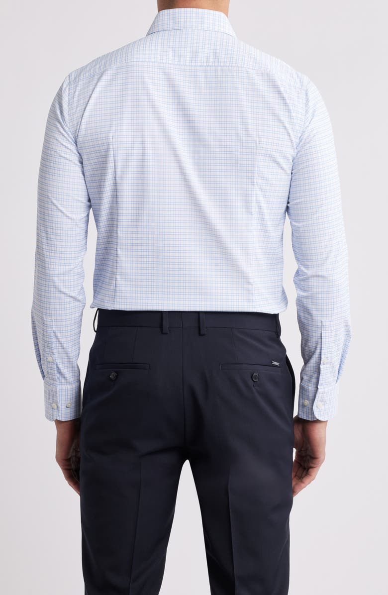 BOSS Hank Kent Slim Fit Plaid Performance Twill Dress Shirt, Alternate, color, Open Blue