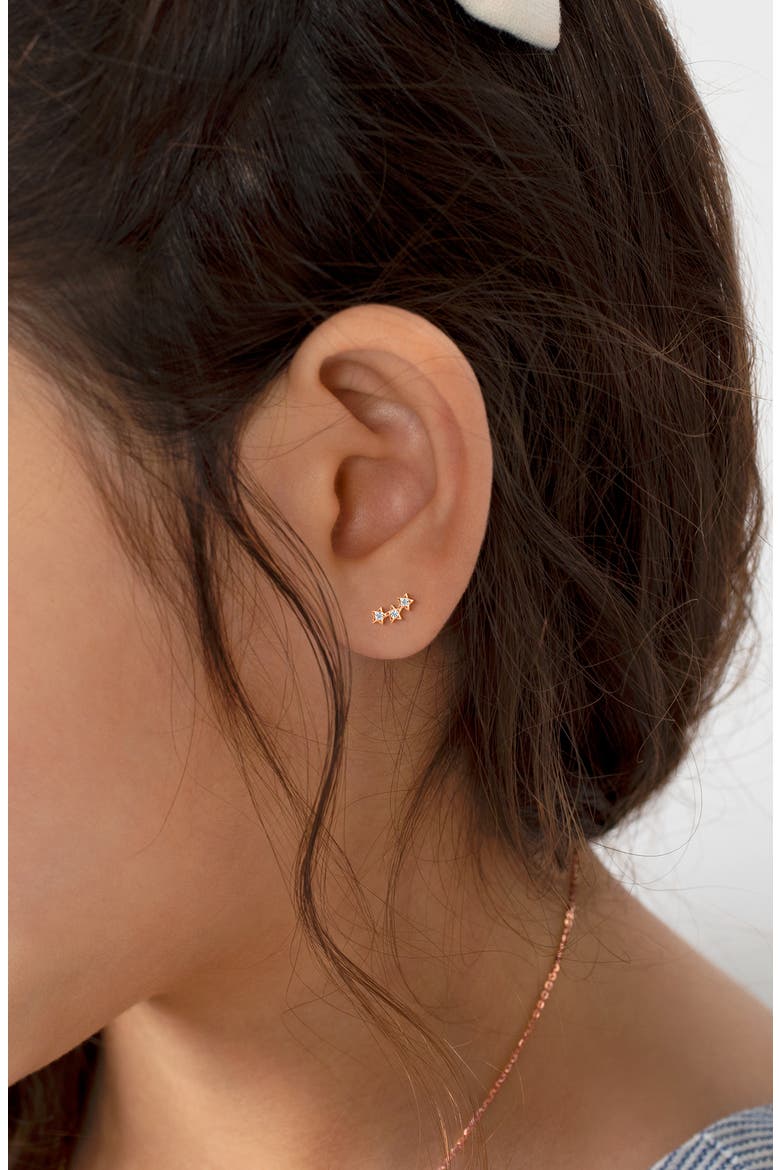 14K Gold Lucky Stars Stud Screw Back Earrings, Alternate, color, 14K Rose Gold
