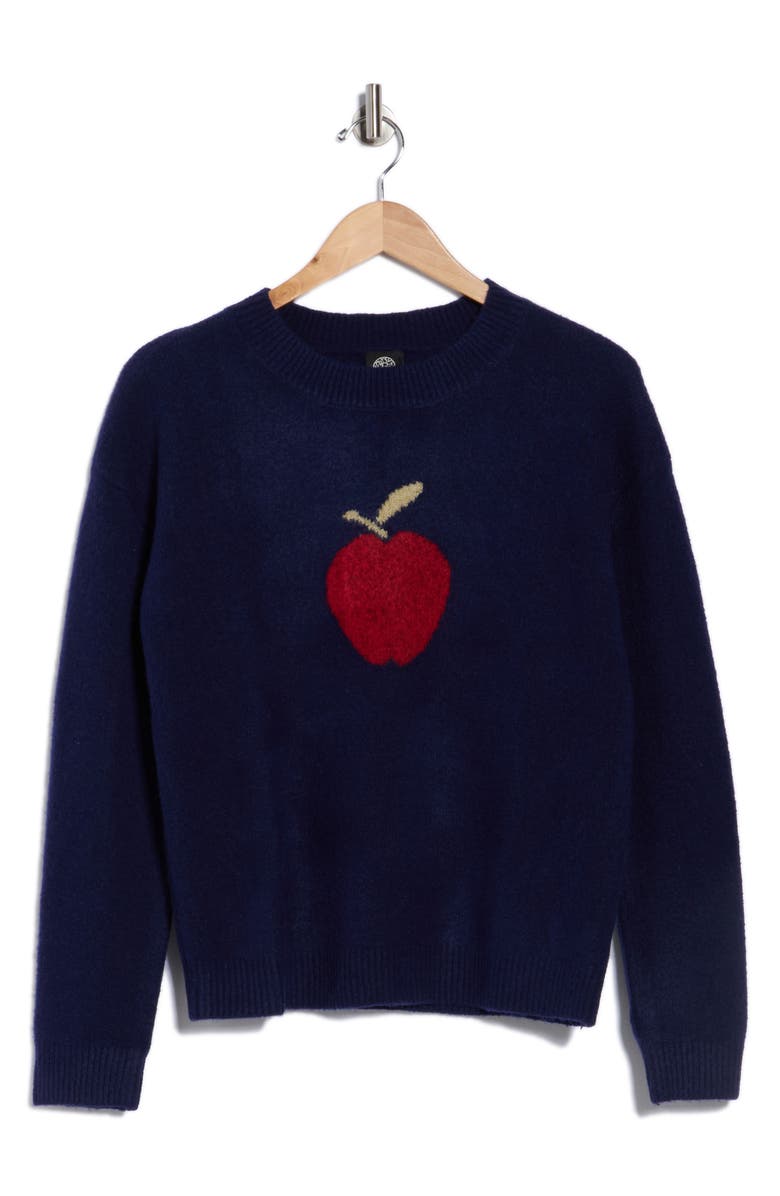 Bobeau Apple Picking Sweater, Alternate, color, Navy/ Red
