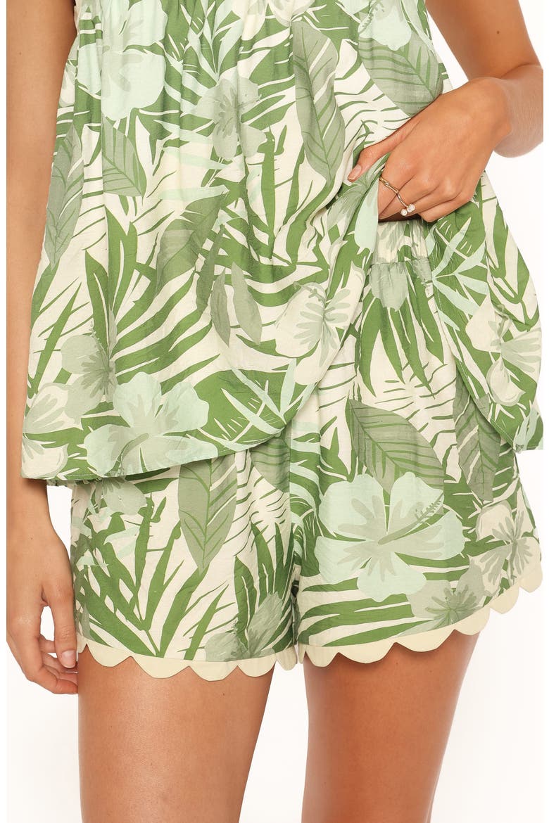 Lillian Scalloped Edge Cotton Blend Top & Shorts Set, Alternate, color, GREEN LEAF