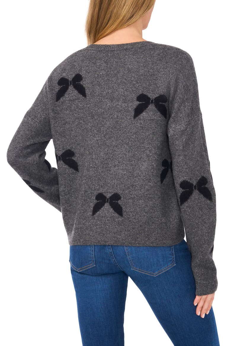 Bow Crewneck Sweater, Alternate, color, MEDIUM HEATHER GREY