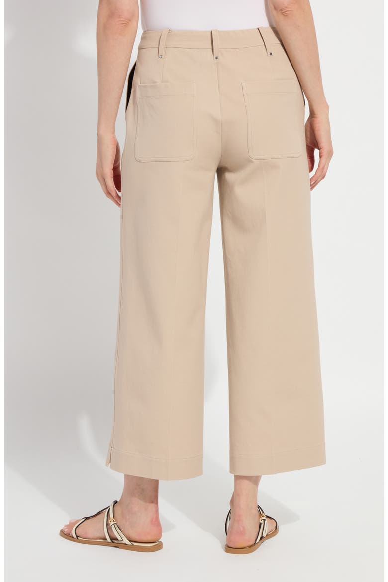 Miranda Pull-On High Waist Crop Wide Leg Twill Pants, Alternate, color, KHAKI