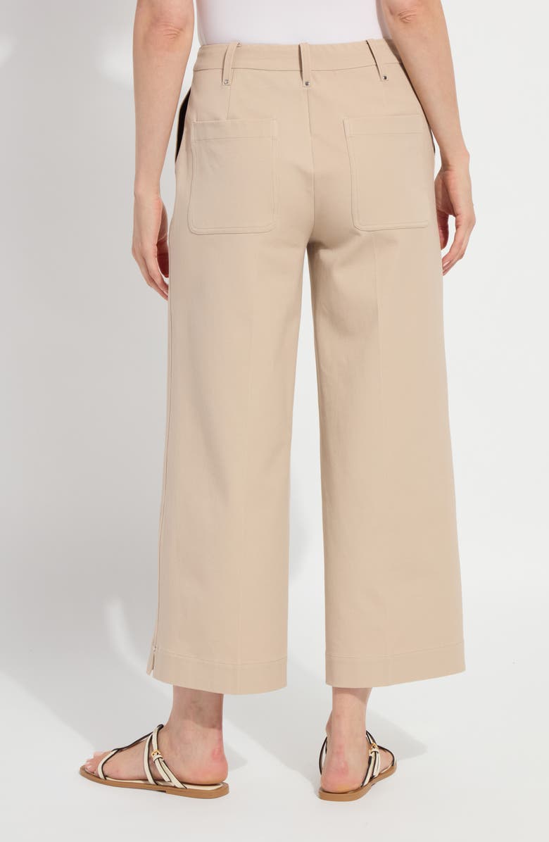 Lysse Miranda Pull-On High Waist Crop Wide Leg Twill Pants, Alternate, color, Khaki
