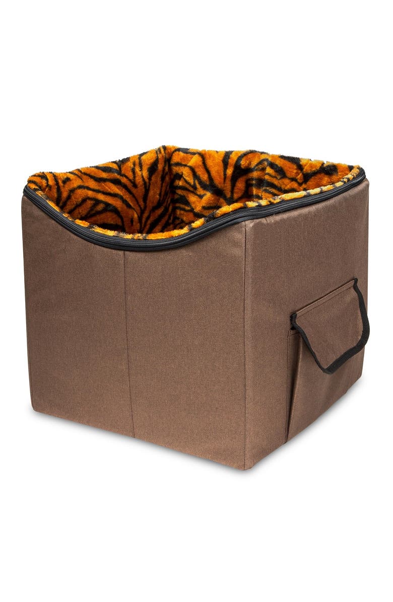 Arf Pets Dog Booster Car Seat with Adjustable Straps and Washable Lining, Main, color, Brown