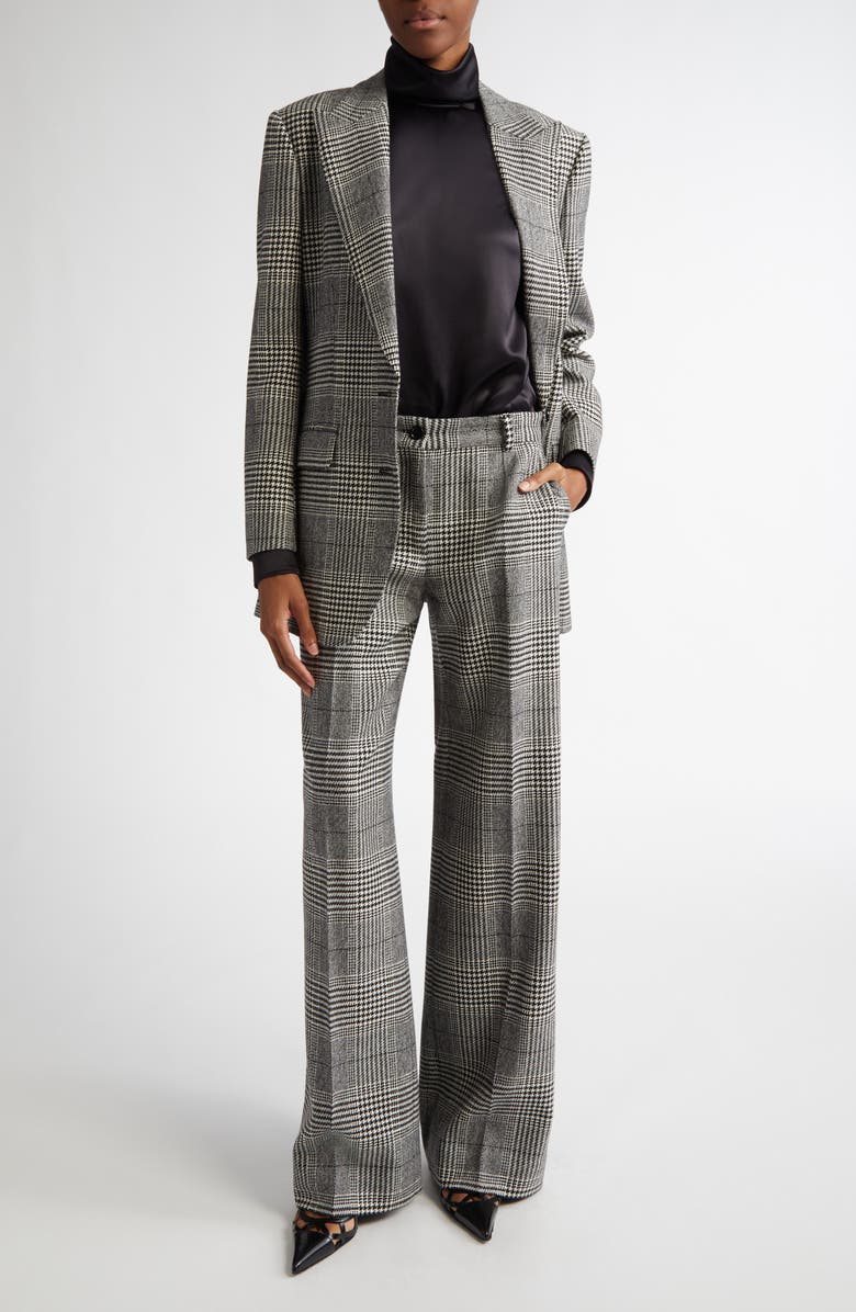 Dolce&Gabbana Houndstooth Check Wool & Cashmere Wide Leg Trousers, Alternate, color, S8100 Quadri-Check-Tartan