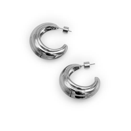 Black Suede Studio Sconce Earring In Silver