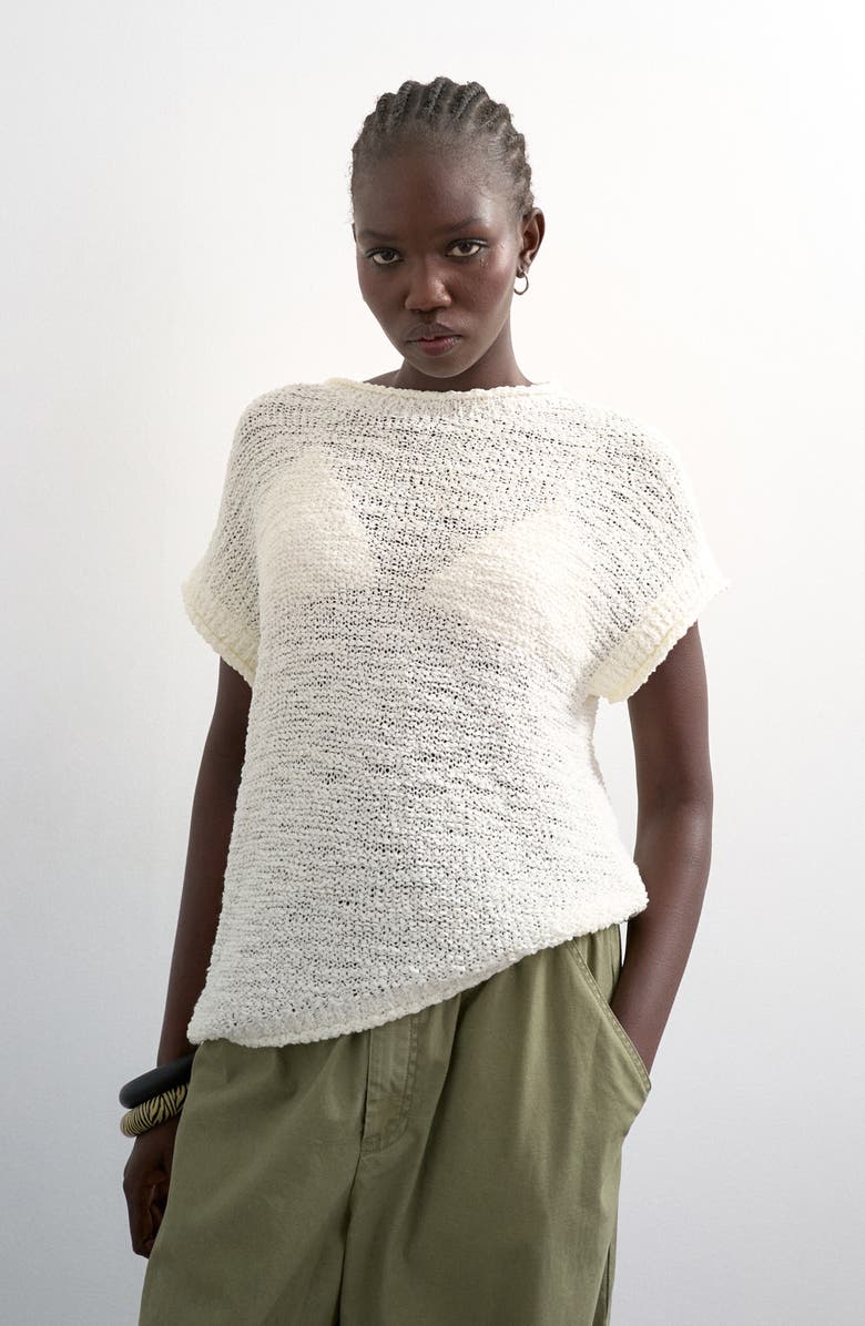 Topshop Open Stitch Knit Asymmetric Top, Main, color,