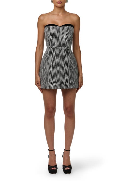 Herringbone Strapless Minidress