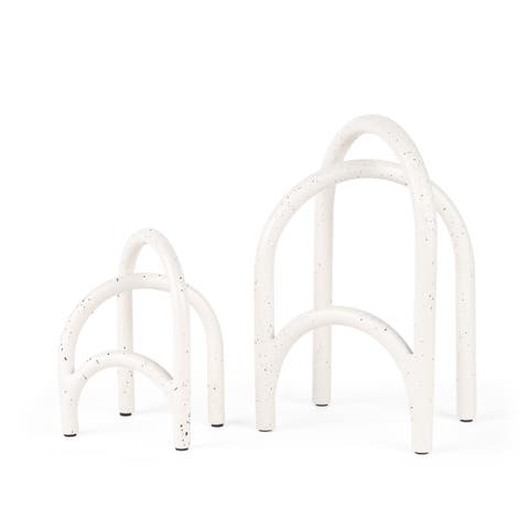 Springe White and Gray Speckled Arch Decorative Object