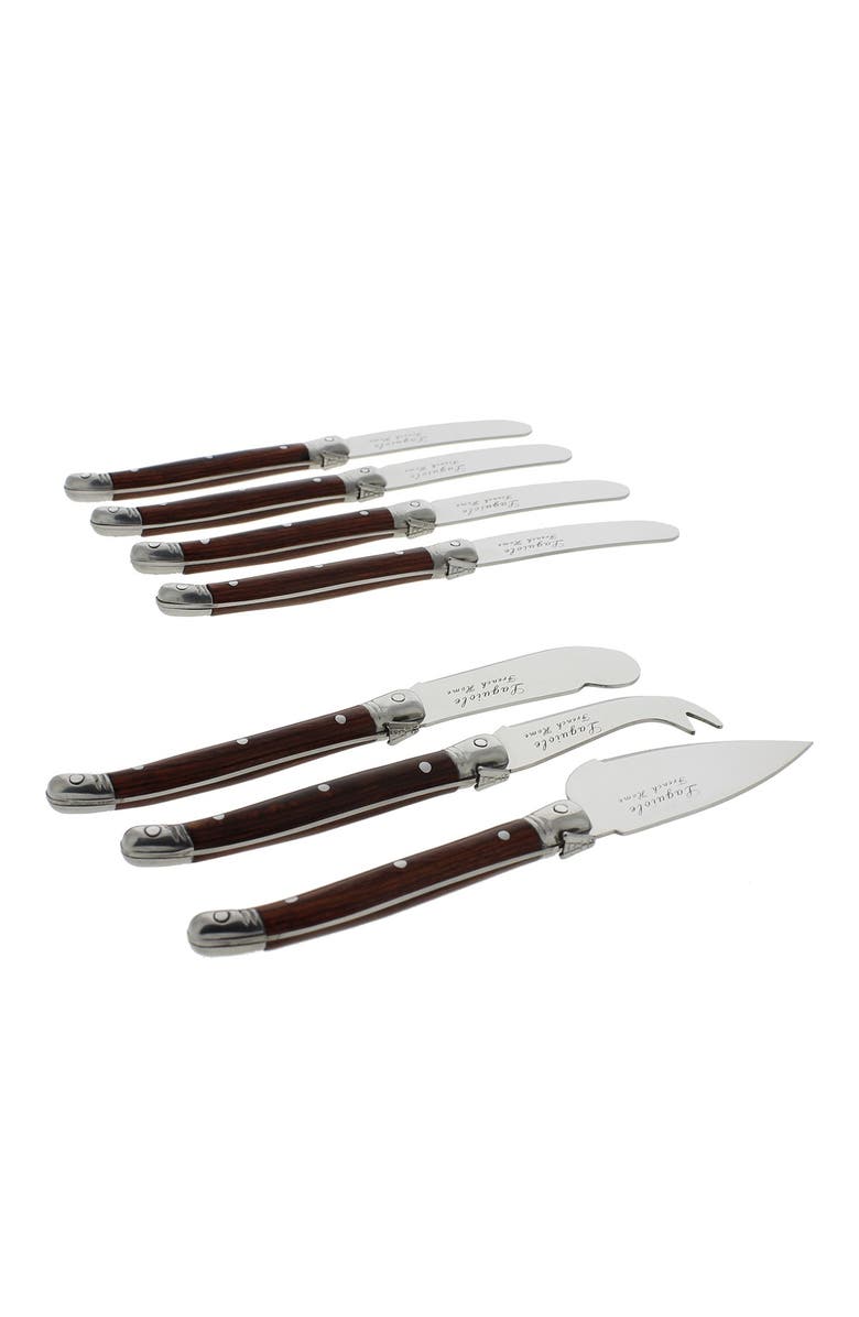 FRENCH HOME 7-Piece Laguiole Pakkawood Cheese Set, Alternate, color, Wood Grain