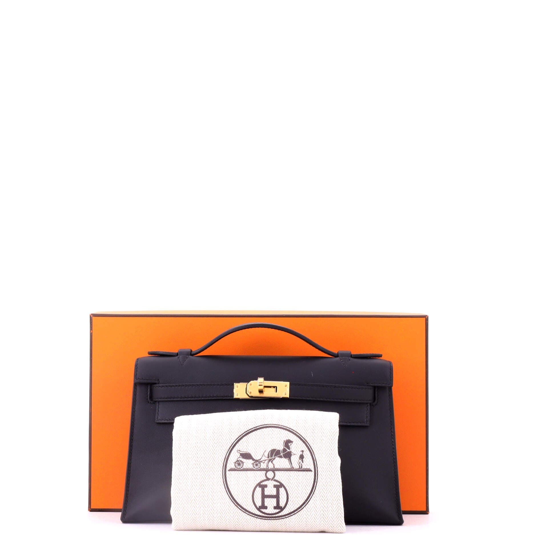 Pre-Owned Hermes Kelly Pochette Swift, Alternate, color, Noir