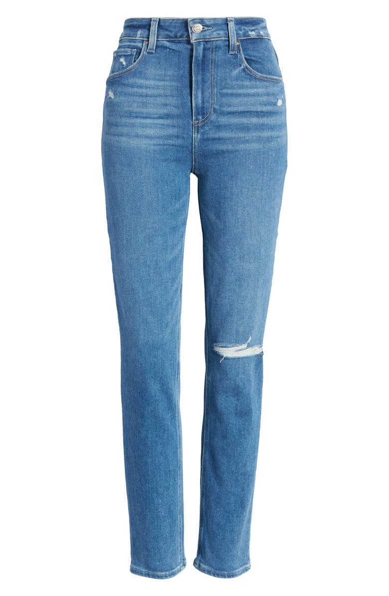 PAIGE Sarah Ripped High Waist Slim Straight Leg Jeans, Alternate, color, Road Rules Destructed