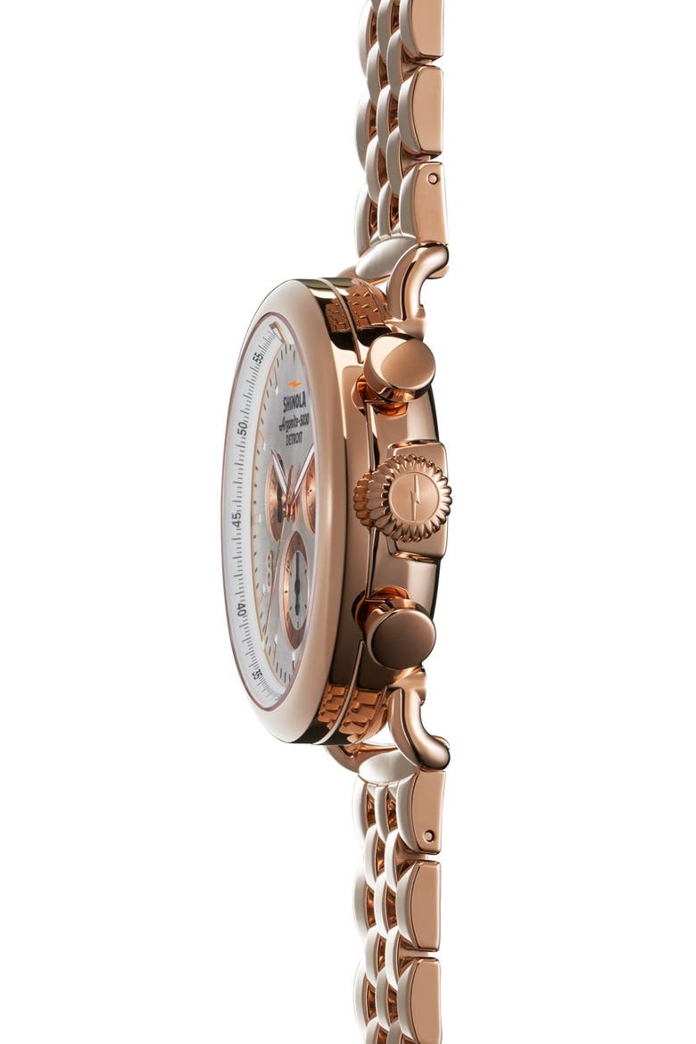 'The Runwell Contrast Chrono' Bracelet Watch, 41mm, Alternate, color, ROSE GOLD/ SILVER