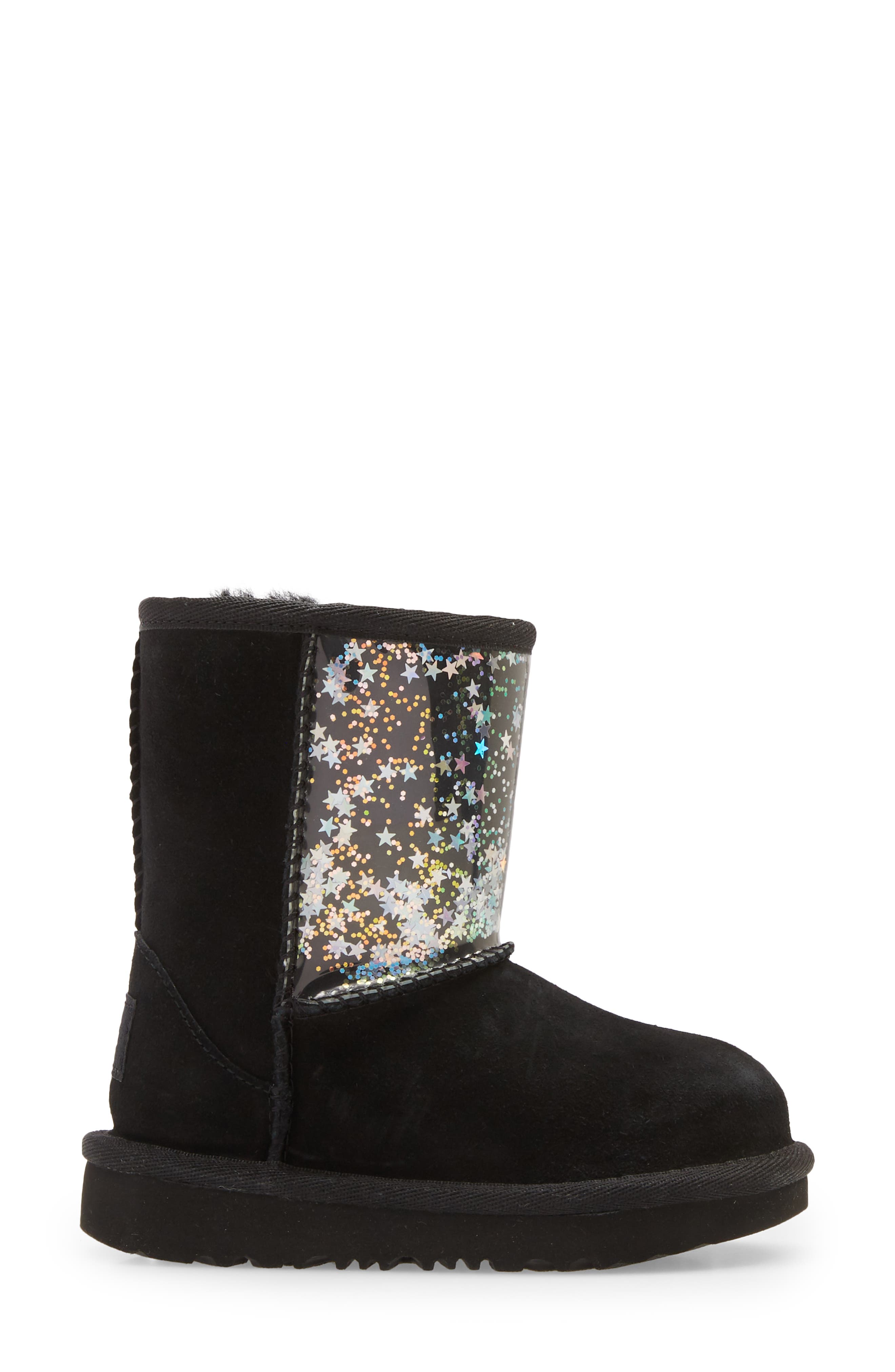 Classic II Clear Glitter Waterproof Boot, Alternate, color, BLACK GLITTER
