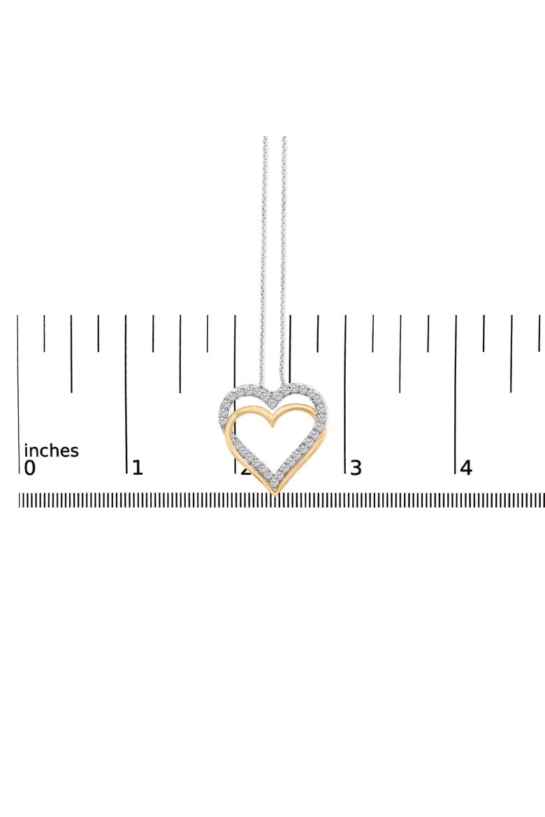 14K Yellow Gold Plated Sterling Silver 1.00 Cttw Diamond Double Heart Pendant Necklace, Alternate, color, Yellow Gold over Silver