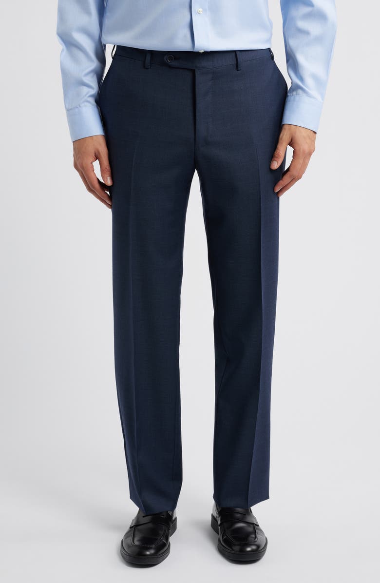 Canali Impeccabile Regular Fit Bird's Eye Super 130s Wool Dress Pants, Main, color, Navy