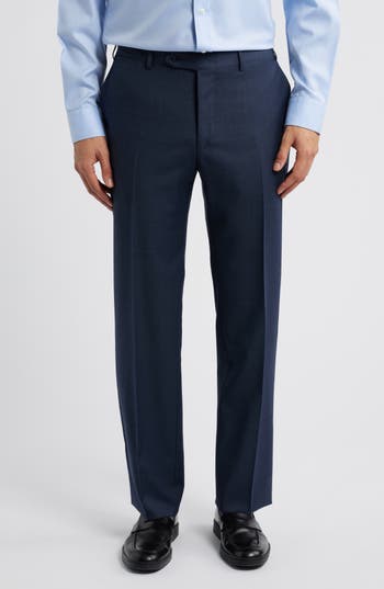 Canali Capri Slim Fit Wool Flannel Trousers In Multi