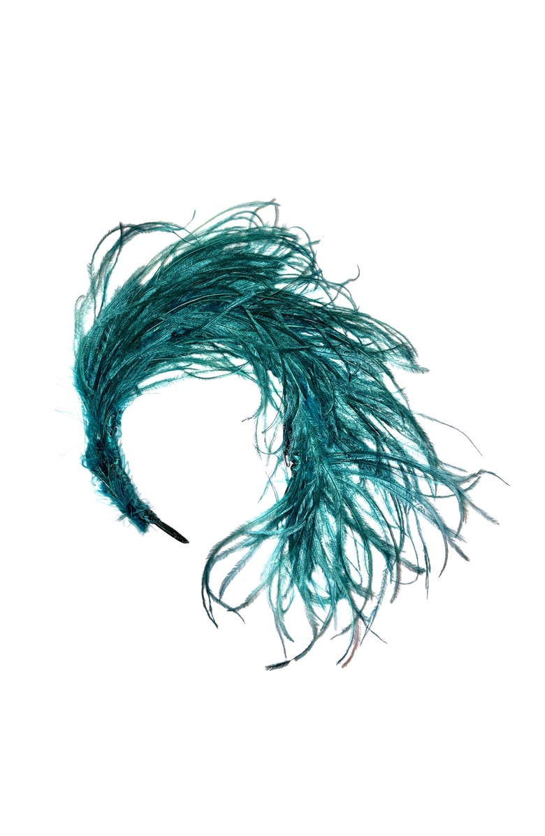 Binata Millinery Mari Ostrich Feather Headband, Main, color, Green